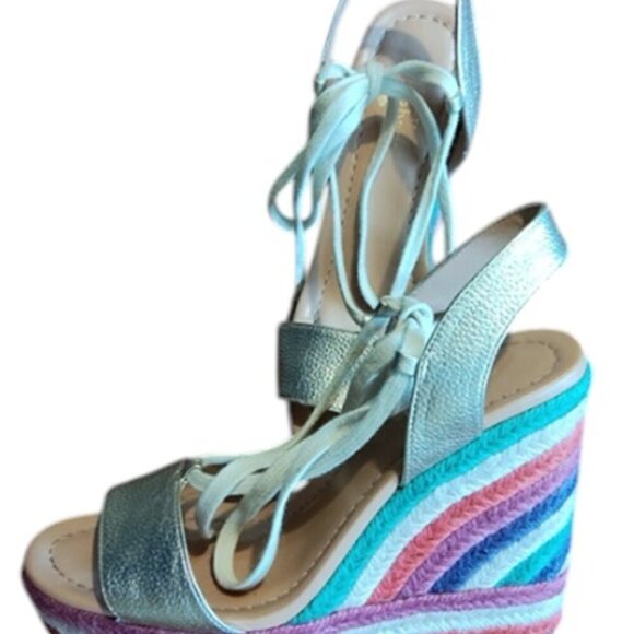 Amazing and colorful Kate Spade wedge shoes, 8.5 - Picture 1 of 6